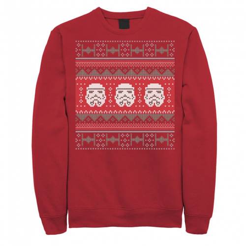 STAR WARS メンズ ネクタイ ファイター クリスマス スウェットシャツ トレーナー 赤 レッド スターウォーズ 【 RED MENS TROOPER TIE FIGHTER UGLY CHRISTMAS SWEATSHIRT 】