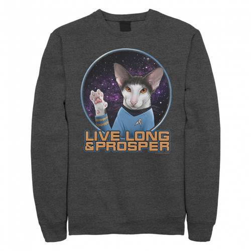 キャラクター シリーズ クルー スウェットシャツ トレーナー チャコール ヘザー THE ORIGINAL スウェットトレーナーSHIRT 【 LICENSED CHARACTER STAR TREK SERIES SPOCK CAT PORTRAIT CREW SWEATSHIRT / CHARCOAL HEATHER