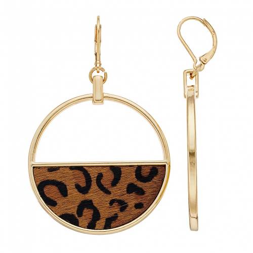 ナインウエスト フープ イヤリング 茶色 ブラウン 【 NINE WEST CHEETAH PRINT HOOP DROP EARRINGS / BROWN 】 ジュエリー アクセサリー レディースジュエリー