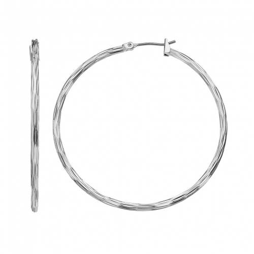 ナインウエスト フープ イヤリング 銀色 シルバー 【 NINE WEST TEXTURED HOOP EARRINGS / SILVER TONE 】 ジュエリー アクセサリー レディースジュエリー