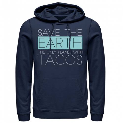 キャラクター フーディー パーカー 紺色 ネイビー 【 LICENSED CHARACTER EARTH IS THE ONLY PLANET WITH TACOS HOODIE / NAVY 】 メンズファッション トップス スウェット トレーナー