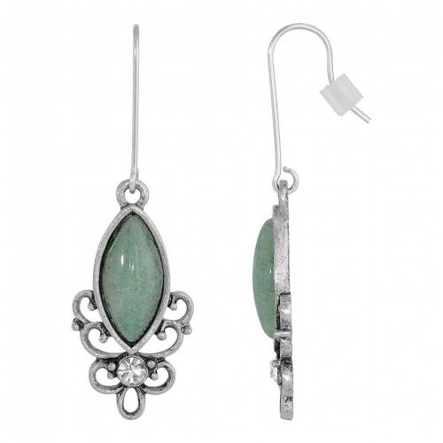 銀色 シルバー イヤリング 【 1928 SILVER TONE STONE FILIGREE DROP EARRINGS / 】 ジュエリー アクセ..