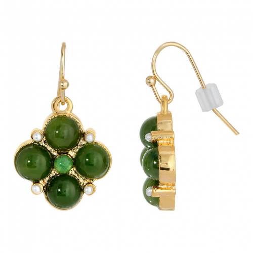 ゴールド パール イヤリング 緑 グリーン & 【 1928 GOLD TONE AVENTURINE SIMULATED PEARL DROP EARRINGS / GREEN 】 ジュエリー アクセサリー レディースジュエリー