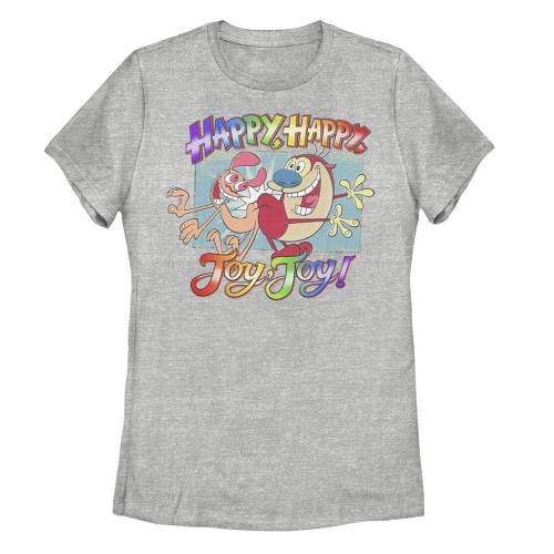 キャラクター 虹色 レインボー Tシャツ ヘザー 【 LICENSED CHARACTER REN AND STIMPY PRIDE HAPPY JOY RAINBOW GRADIENT TEE / ATHLETIC HEATHER 】 キッズ ベビー マタニティ トップス カットソー