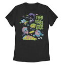 キャラクター ディーシー コミックス タイタンズ グラフィック Tシャツ 黒色 ブラック GO! 【 LICENSED CHARACTER DC COMICS TEEN TITANS GROUP SHOT PIZZA GRAPHIC TEE / BLACK 】 キッズ ベビー マタニティ トップス