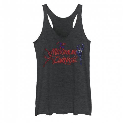 キャラクター ゲーム ロゴ グラフィック タンクトップ 黒色 ブラック ヘザー 【 LICENSED CHARACTER MARVEL SPIDER-MAN MAXIMUM CARNAGE VIDEO GAME COLLAGE LOGO GRAPHIC TANK TOP / BLACK HEATHER 】 キッズ ベビー マタニテ