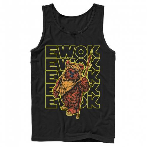 キャラクター タンクトップ 黒色 ブラック スターウォーズ 【 LICENSED CHARACTER STAR WARS EWOK WORD STACK PORTRAIT TANK TOP / BLACK 】 メンズファッション トップス