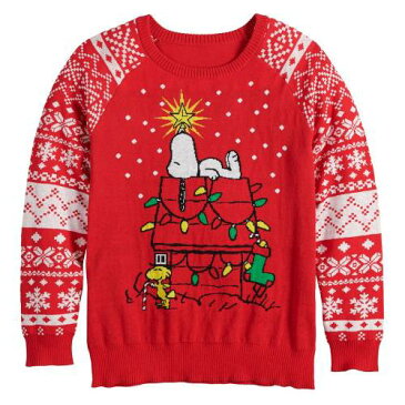 キャラクター クリスマス トレーナー 赤 レッド ジュニア キッズ 【 RED LICENSED CHARACTER SNOOPY CHRISTMAS SWEATER 】