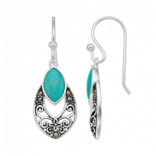 銀色 シルバー イヤリング & 【 TORI HILL STERLING SILVER MARCASITE SIMULATED TURQUOISE DROP EARRI..