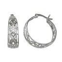 銀色 シルバー フープ イヤリング 灰色 グレー 【 PRIMROSE STERLING SILVER OPENWORK FLOWER HOOP EARRING...