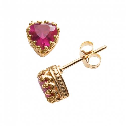 ゴールド 銀色 シルバー イヤリング 赤 レッド 【 UNBRANDED DESIGNS BY GIOELLI 14K GOLD OVER SILVER LAB-CREATED RUBY HEART CROWN STUD EARRINGS / RED 】 ジュエリー アクセサリー レディースジュエリー(4)