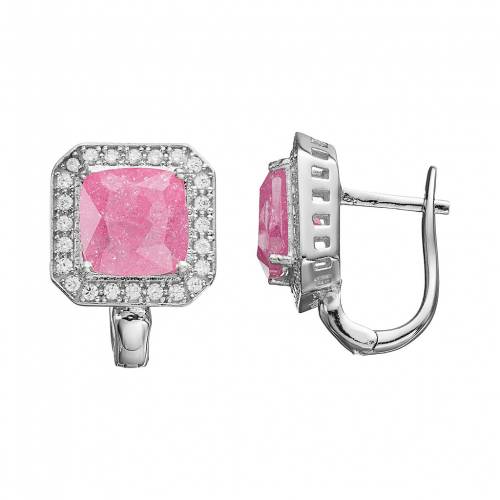 銀色 シルバー イヤリング ピンク 【 UNBRANDED STERLING SILVER CUBIC ZIRCONIA SQUARE HALO EARRINGS / PINK 】 ジュエリー アクセサリー レディースジュエリー(4)