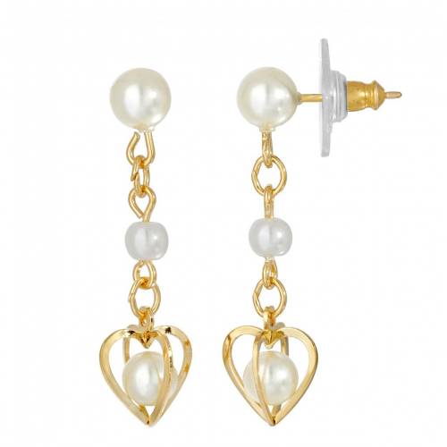 Turquoise - ゴールド パール イヤリング & 【 1928 GOLD TONE HEART DOUBLE PEARL CHAIN DROP EARRINGS / GOLD TONE 】 ジュエリー アクセサリー レディースジュエリー