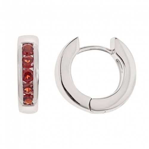 銀色 シルバー フープ イヤリング 【 CELEBRATION GEMS STERLING SILVER GARNET HINGED HOOP EARRINGS / MULTI NONE 】 ジュエリー アクセサリー レディースジュエリー