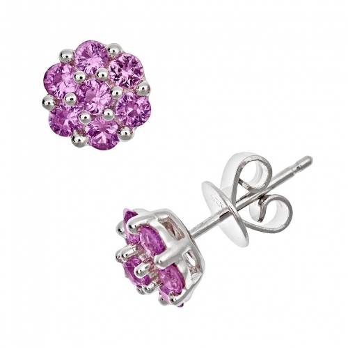 銀色 シルバー ピンク イヤリング 【 CELEBRATION GEMS STERLING SILVER PINK SAPPHIRE CLUSTER STUD EARRINGS / MULTI NONE 】 ジュエリー アクセサリー レディースジュエリー
