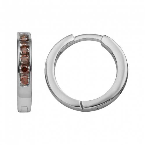 銀色 シルバー 赤 レッド ダイヤモンド フープ イヤリング 4CT. T.W. 【 JEWELEXCESS STERLING SILVER 1/4-CT. RED DIAMOND HOOP EARRINGS / 】 ジュエリー アクセサリー レディースジュエリー