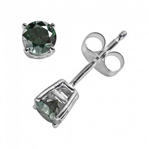 白色 ホワイト ゴールド 緑 グリーン ダイヤモンド イヤリング 2CT. T.W. 【 UNBRANDED 10K WHITE GOLD 1/2-CT. GREEN ROUND-CUT DIAMOND SOLITAIRE STUD EARRINGS / 】 ジュエリー アクセサリー レディースジュエリー