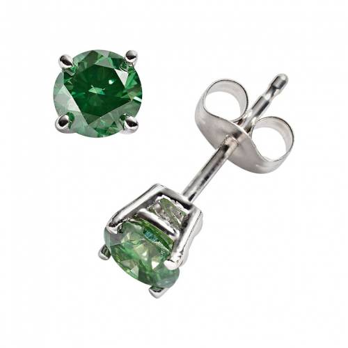 白色 ホワイト ゴールド 緑 グリーン ダイヤモンド イヤリング 1CT. T.W. 【 UNBRANDED 10K WHITE GOLD 1-CT. GREEN ROUND-CUT DIAMOND SOLITAIRE STUD EARRINGS / 】 ジュエリー アクセサリー レディースジュエリー