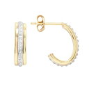 ダイヤモンド ゴールド 銀色 シルバー イヤリング 【 DIAMOND MYSTIQUE 18K GOLD OVER SILVER DIAMOND ACCENT J-HOOP EARRINGS / MULTI NONE 】 ジュエリー アクセサリー レディースジュエリー