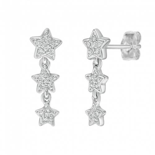 銀色 シルバー ダイヤモンド イヤリング T.W. 【 GEMMINDED STERLING SILVER 1/8 CARAT DIAMOND STAR DROP EARRINGS / 】 ジュエリー アクセサリー レディースジュエリー