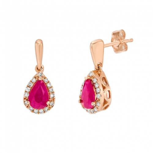 【★スーパーSALE★12/11深夜2時迄】ローズ ゴールド ダイヤモンド イヤリング T.W. & 【 GEMMINDED 10K ROSE GOLD 1/10 CARAT DIAMOND RUBY DROP EARRINGS / 10K ROSE GOLD 】 ジュエリー アクセサリー レディースジュエリー