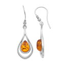 銀色 シルバー イヤリング 【 STERLING SILVER AMBER DOUBLE TEARDROP EARRINGS / 】 ジュエリー アクセサリー レディースジュエリー