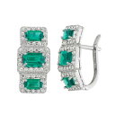 銀色 シルバー 白色 ホワイト イヤリング & 【 UNBRANDED DESIGNS BY GIOELLI STERLING SILVER SIMULATED EMERALD LAB-CREATED WHITE SAPPHIRE DROP EARRINGS / 】 ジュエリー アクセサリー レディースジュエリー(4)