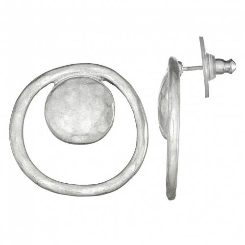 銀色 シルバー イヤリング 【 BELLA UNO WORN SILVER OPEN DISC CIRCLE EARRINGS / SILVER TONE 】 ジュエリー アクセサリー レディースジュエリー(4)