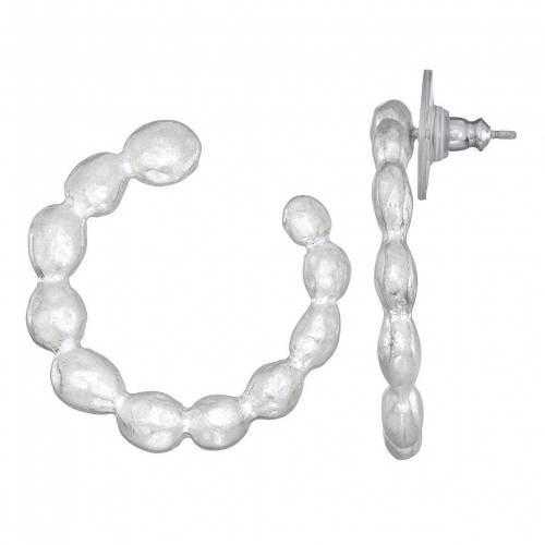 銀色 シルバー フープ 【 BELLA UNO WORN SILVER BEADED HOOP EARRING / SILVER TONE 】 ジュエリー ア..