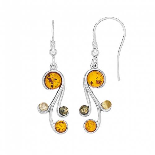 銀色 シルバー イヤリング 【 UNBRANDED STERLING SILVER MULTICOLORED AMBER DANGLE EARRINGS / 】 ジ..