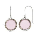 F Vo[ sN CO & y TORI HILL STERLING SILVER PINK GLASS MARCASITE CIRCLE DANGLE EARRINGS / z WG[ ANZT[ fB[XWG[