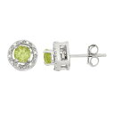 【★Fashion THE SALE★1/14迄】ダイヤモンド 銀色 シルバー イヤリング 緑 グリーン & 【 JEWELEXCESS PERIDOT DIAMOND ACCENT STERLING SILVER HALO BUTTON STUD EARRINGS / GREEN 】 ジュエリー アクセサリー レディースジュエリー