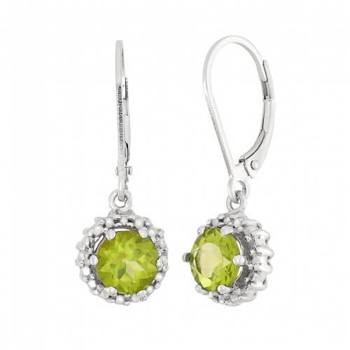 ダイヤモンド 銀色 シルバー イヤリング 緑 グリーン & 【 JEWELEXCESS PERIDOT DIAMOND ACCENT STERLI..