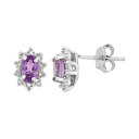 ダイヤモンド 銀色 シルバー イヤリング 紫 パープル & 【 JEWELEXCESS AMETHYST DIAMOND ACCENT STERLING SILVER FLOWER DROP EARRINGS / PURPLE 】 ジュエリー アクセサリー レディースジュエリー