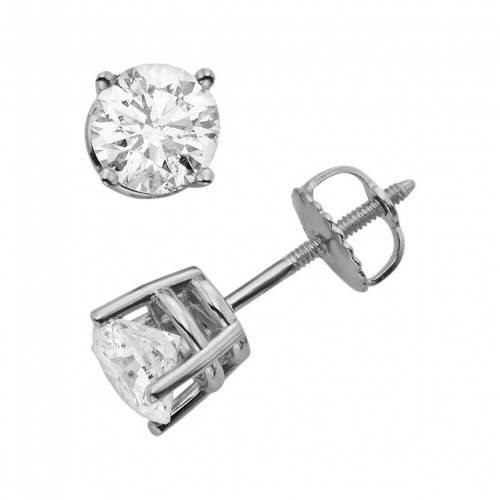 白色 ホワイト ゴールド ダイヤモンド イヤリング 2CT. T.W. 【 UNBRANDED 18K WHITE GOLD 1 ROUNDCUT COLORLESS DIAMOND SOLITAIRE EARRINGS 】