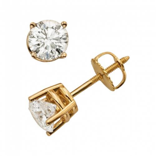 ゴールド ダイヤモンド イヤリング 白色 ホワイト 2CT. T.W. 【 UNBRANDED 18K GOLD 1 ROUNDCUT COLORLESS DIAMOND SOLITAIRE EARRINGS WHITE 】