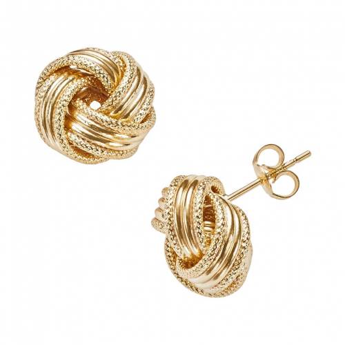 青色 ブルー ゴールド イヤリング 黄色 イエロー 【 UNBRANDED JORDAN BLUE 14K GOLD TEXTURED LOVE KNOT STUD EARRINGS / 14K YELLOW GOLD 】 ジュエリー アクセサリー レディースジュエリー