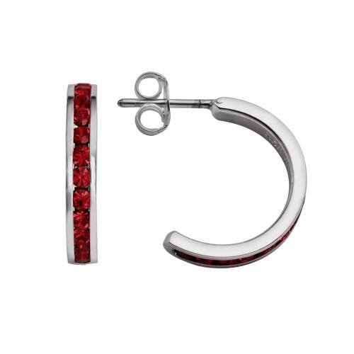 銀色 シルバー イヤリング 【 SILVER TRADITIONS JEWELRY COMPANY STERLING CRYSTAL SEMIHOOP EARRINGS JULY 】