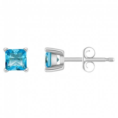  ץ󥻥 Ŀ ֥롼   UNBRANDED 14K GOLD 4 MM PRINCESS CUT SWISS BLUE TOPAZ STUD EARRINGS /  奨꡼ ꡼ ǥ奨꡼