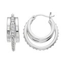 ダイヤモンド プラチナム 銀色 シルバー フープ イヤリング 【 DIAMOND MYSTIQUE PLATINUM OVER SILVER TRIPLE HOOP EARRINGS / SILVER TONE 】 ジュエリー アクセサリー レディースジュエリー(4)