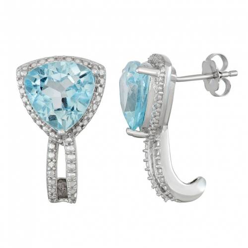 銀色 シルバー 青色 ブルー ダイヤモンド イヤリング & 【 JEWELEXCESS STERLING SILVER BLUE TOPAZ DIAMOND ACCENT TRIANGLE EARRINGS / 】 ジュエリー アクセサリー レディースジュエリー