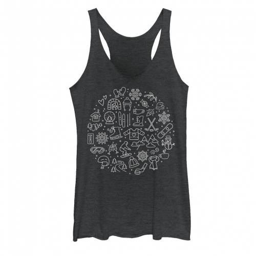 クリスマス ウィンター アート タンクトップ 黒色 ブラック ヘザー 【 UNBRANDED CHRISTMAS WINTER ITEMS LINE ART TANK TOP / BLACK HEATHER 】 キッズ ベビー マタニティ トップス Tシャツ カットソー