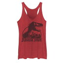 LICENSED CHARACTER パーク クラシック ロゴ タンクトップ 【 Jurassic Park Classic T-rex Skeleton Logo Tank 】 Red Heather