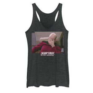 キャラクター タンクトップ TREK: 【 LICENSED CHARACTER STAR THE NEXT GENERATION CAPTAIN PICARD FACE PALM TANK TOP / 】 キッズ ベビー マタニティ トップス Tシャツ カットソー