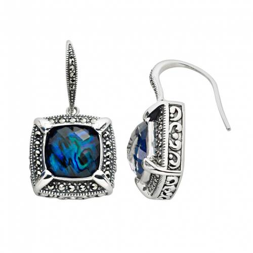 銀色 シルバー イヤリング 【 RADIANT GEM LAVISH BY TJM STERLING SILVER ABALONE DOUBLET FRAME DROP EARRINGS / MULTI NONE 】 ジュエリー アクセサリー レディースジュエリー