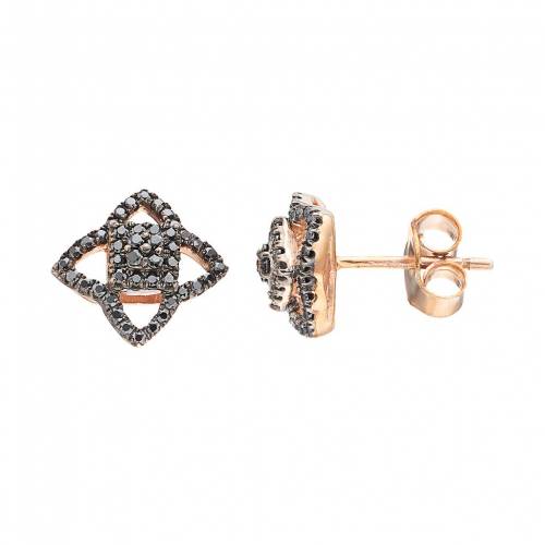 ローズ ゴールド 黒色 ブラック ダイヤモンド イヤリング T.W. 【 GEMMINDED 14K ROSE GOLD 1/4 CARAT BLACK DIAMOND STAR STUD EARRINGS / 】 ジュエリー アクセサリー レディースジュエリー