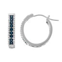 銀色 シルバー 青色 ブルー ダイヤモンド フープ イヤリング T.W. 【 UNBRANDED STERLING SILVER 3/8 CARAT BLUE ...