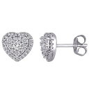 白色 ホワイト ゴールド ダイヤモンド イヤリング T.W. 【 STELLA GRACE 10K WHITE GOLD 1/2 CARAT DIAMOND HALO HEART STUD EARRINGS / 10K WHGOLD 】 ジュエリー アクセサリー レディースジュエリー(4)