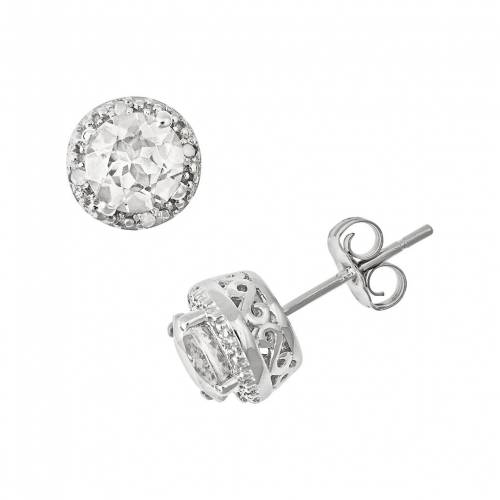 銀色 シルバー 白色 ホワイト ダイヤモンド イヤリング 【 CELEBRATION GEMS STERLING SILVER WHITE TOPAZ AND DIAMOND ACCENT FRAME STUD EARRINGS / 】 ジュエリー アクセサリー レディースジュエリー