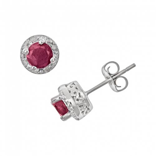 銀色 シルバー ダイヤモンド イヤリング 【 CELEBRATION GEMS STERLING SILVER RUBY AND DIAMOND ACCENT FRAME STUD EARRINGS / 】 ジュエリー アクセサリー レディースジュエリー